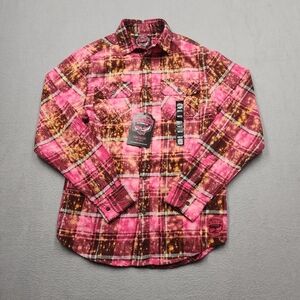 Angry Minnow Vintage Pink Plaid Flannel Shirt Size M Unisex